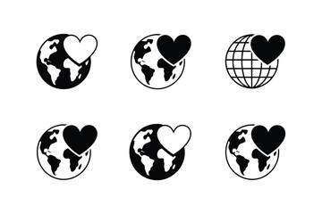 Obraz premium Earth Globe Heart Symbols Icons