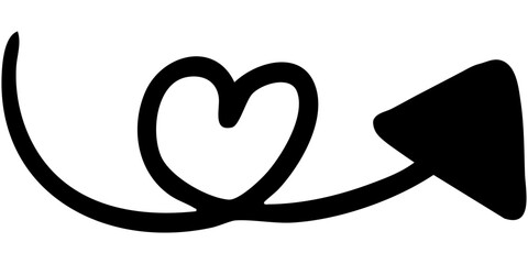 塗りつぶし一本線の手書き矢印のイラスト13（黒）