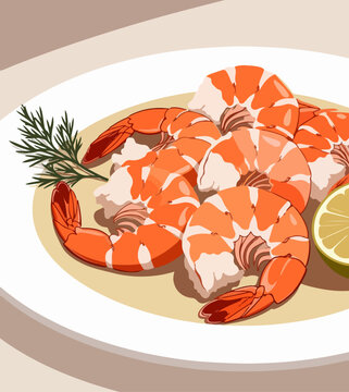 prawns dish vector