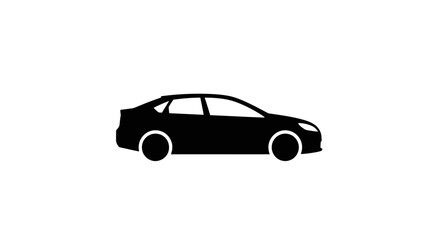 Fototapeta premium Black Car Silhouette Side View Profile.