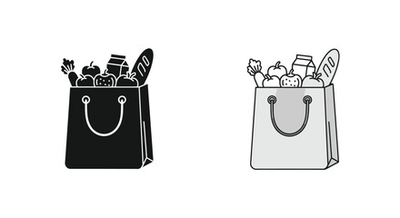 Two grocery bags filled with food a striking silhouette © mst