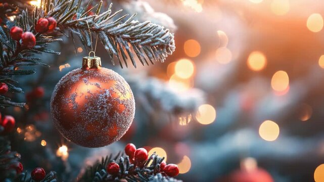 Christmas tree with baubles and lights