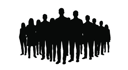 Group of people standing together a striking black silhouette © mst