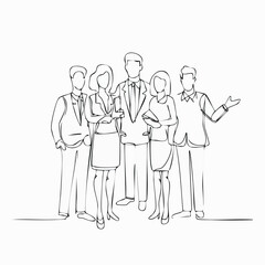 Continuous single line, group of people, management, cooperation, teamwork, company, business illustration line art vector illustration with transparent background editable stroke.