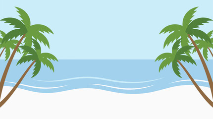 Fototapeta premium Tranquil Beach Scene with Palm Trees for Nyepi Day Celebration