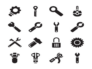 Obraz premium Detailed rescue tools silhouette collection with strong safety theme