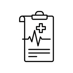 Medical clipboard with heartbeat and cross symbol representing healthcare records