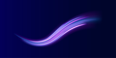 Glowing neon spiral ribbons flow dynamically. Tiny sparkling particles scatter along luminous curves. Perfect futuristic design.  © Freesstock