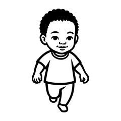 Bebé alegre de raza negra andando  © teracreonte