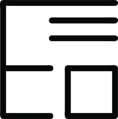 Fototapeta premium A black and white icon representing a document with a list and a box.