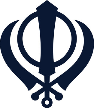 Detailed vector illustration of the sacred Khanda symbol representing the core tenets of Sikhism religion.