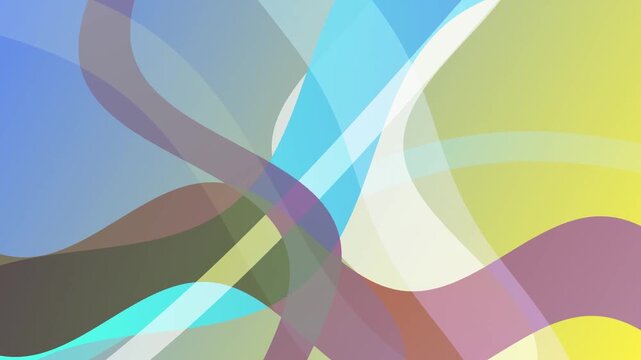 Abstract flowing colorful wavy lines and transparent overlapping shapes creating a modern gradient background. Dynamic soft design.