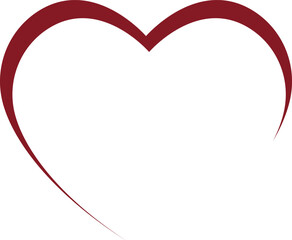 Simple dark red heart outline a minimalist brushstroke love symbol ideal for Valentines Day romance and passion-themed graphic designs Vector Illustration