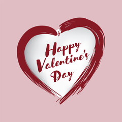 Happy Valentines Day message in a stylish brush stroke heart a festive design element for romantic greetings and celebration banners