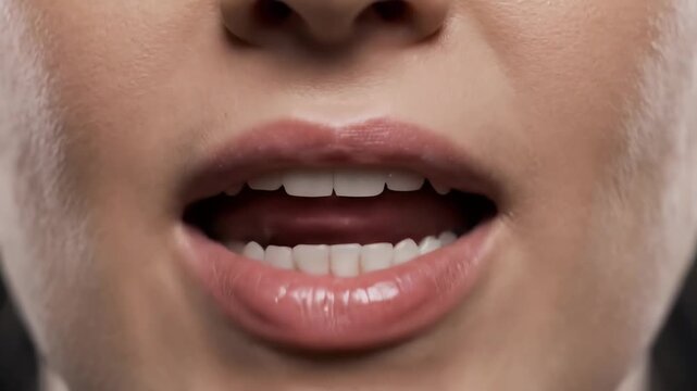 This artistic creation displays a series of close-up mouth movements, emphasizing different expressions and sounds. The intricacies of speech and emotion are vividly captured in vibrant detail.