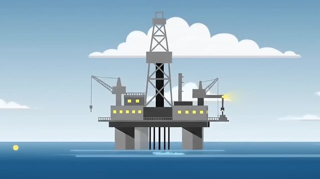 Offshore Oil Rig Platform in Ocean.