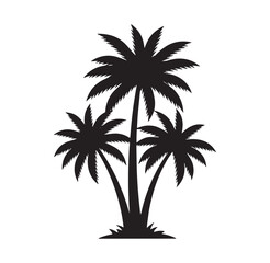 Fototapeta premium silhouette of three palm trees standing together in a tropical landscape