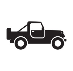 simple silhouette of a pickup truck with open door on white background