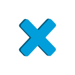 Obraz premium 3D Cyan Blue Close X Icon Cancel Delete Remove Cross Symbol Modern Glossy UI App Interface Element High Resolution Isolated Transparent Background