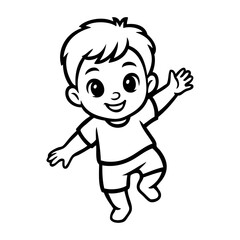 Dibujo de niño pequeño alegre corriendo saludando  © teracreonte