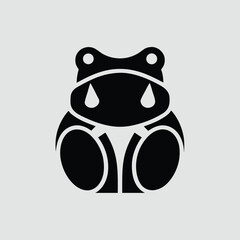 Fototapeta premium Crying Frog Face Simple Black Vector Illustration Design vector illustration