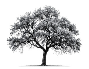 Fototapeta premium Tree silhouette with intricate branching in black and white