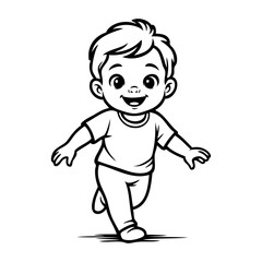 Dibujo de niño pequeño alegre corriendo  © teracreonte