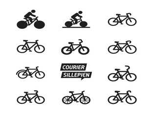 Modern delivery rider silhouette in sleek transportation style