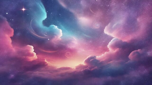 Vibrant Cosmic Clouds at Dusk in a Fantasy Galaxy Background for Design