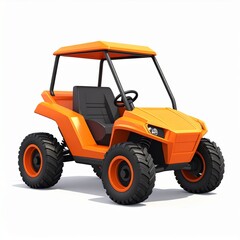 Vibrant orange off-road vehicle with black interior and large tires