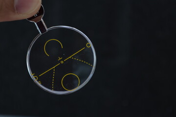 business concept with a compass on a blackboard