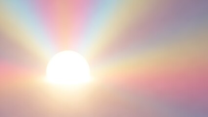 Sunrise explosion Pastel sky glows and radiates light with soft dreamy, ethereal, and hopeful feeling; an evocative natural phenomenon.