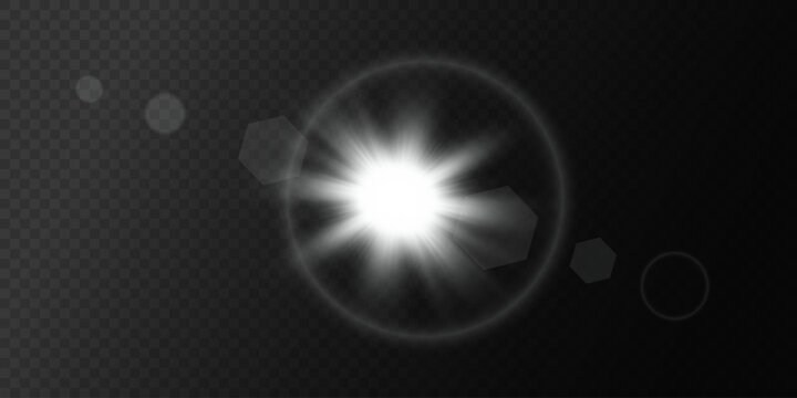 Realistic Sun Light Rays Effect on Transparent Background
