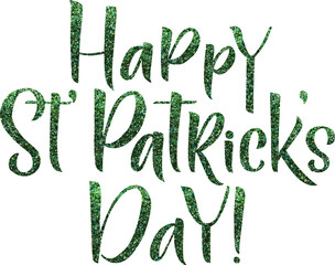 Happy Saint Patrick's Day logo. Hand lettering Irish design. Beer festival lettering typography icon. Saint Patricks day greeting card. Shining template for, poster, flyer, postcard and social media.