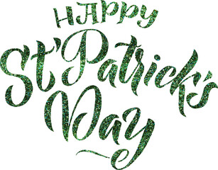 Happy Saint Patrick's Day logo. Hand lettering Irish design. Beer festival lettering typography icon. Saint Patricks day greeting card. Shining template for, poster, flyer, postcard and social media.
