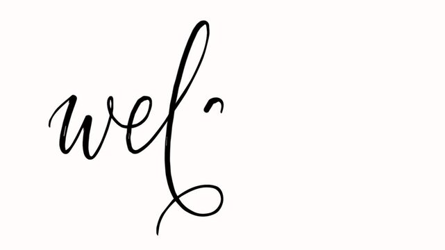 A minimalist welcome text with a transparent background in elegant black cursive script on a white surface.