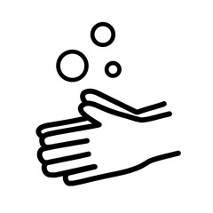 Obraz premium 手と泡の手洗い線画ピクトグラムアイコン（背景透過）