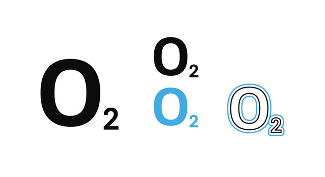 Molecular oxygen representation with varying outlines a stark silhouette