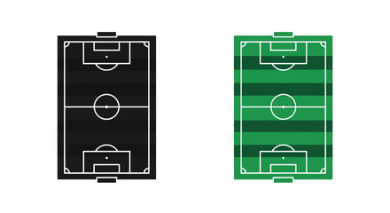 Overhead view of a soccer field in two color schemes silhouette © MALA