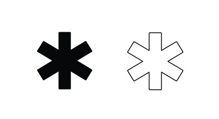 Obraz premium Star of life symbols solid and outline contrasting design silhouette