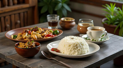 Ai generative, rice with vegetables