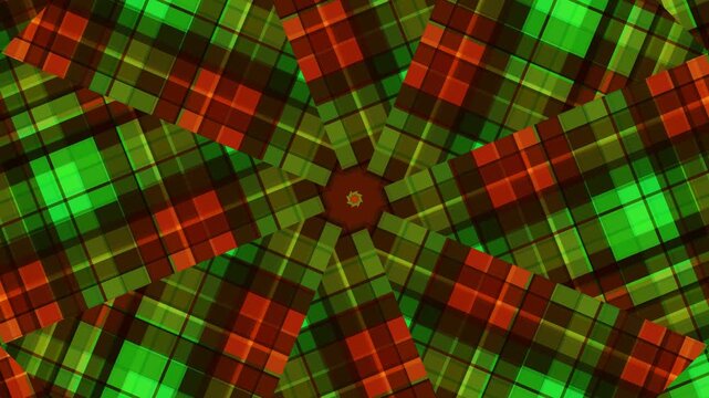 Abstract Tartan Moire Pattern with Kaleidoscopic Geometric Motion
