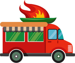 Chili food truck icon . white background 