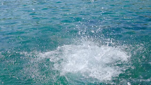 Man drowning in the sea. Selective focus.