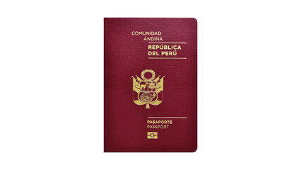 Peruvian passport on transparent background
