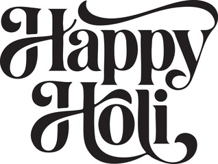 Happy Holi Calligraphy Text &ndash; Modern Festive Typography Artwork