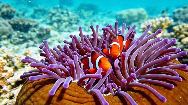 Clownfish in sea anemone underwater