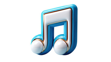 Musical Note Icon: A vibrant, three-dimensional musical note icon in shades of blue and white, radiating a sense of melody and rhythm.