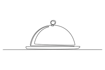 Obraz premium Food Cloche Serving Dish Continuous Line Art Minimalist Style