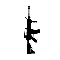 Silhouette of a Modern Assault Rifle Isolated on White Background.